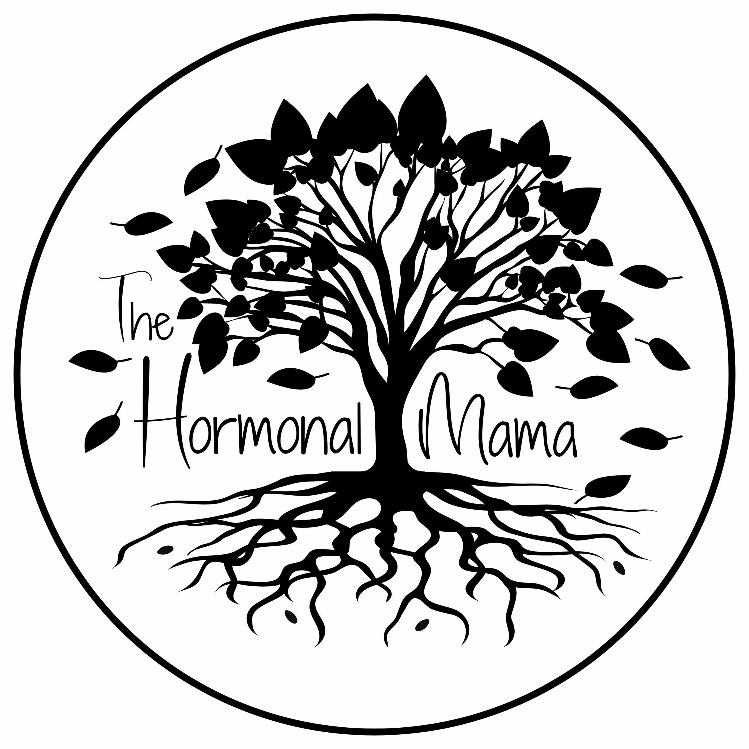 THM Logo on white circle with black outline